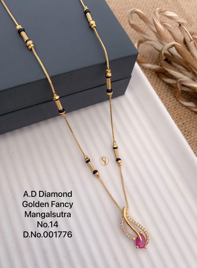 Dokiya 3 AD Diamond Golden Mangalsutra Wholesale Price In Surat
